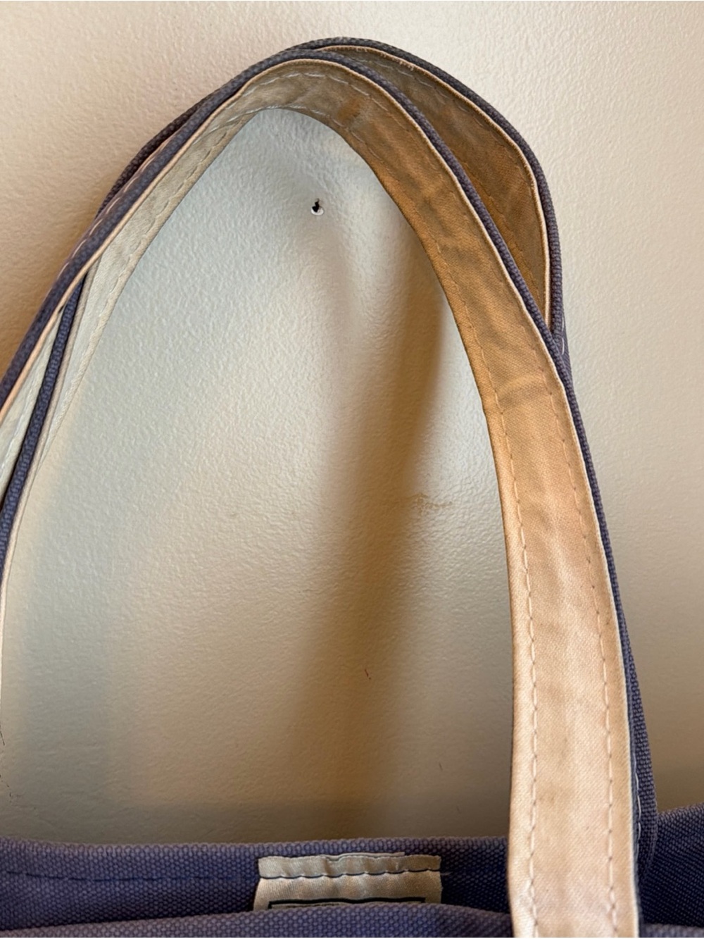 Vtg L.L.Bean Boat and Tote Bag Navy White Handles Canvas Tag Made in USA Large - Picture 3 of 10